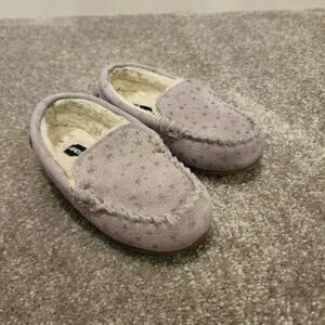 Lands End Girls Purple Moccasin Slippers Sz 10